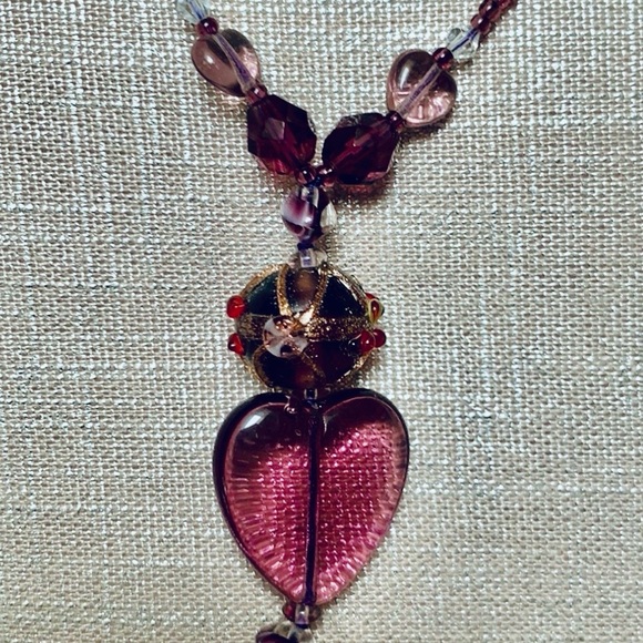 Vintage Sunya Currie purple glass bead necklace ❣️ - Picture 7 of 8